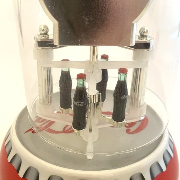 Coca Cola Bottle Cap Anniversary Clock Porcelain 2001 Glass Dome 7" Revolving - Picture 7 of 12